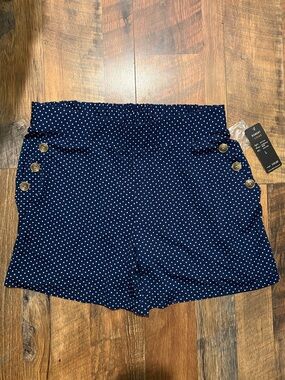 Navy Polka Dot High-Waist Women’s Shorts